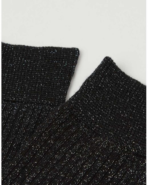 Calzedonia Black Long Ribbed Cotton Socks