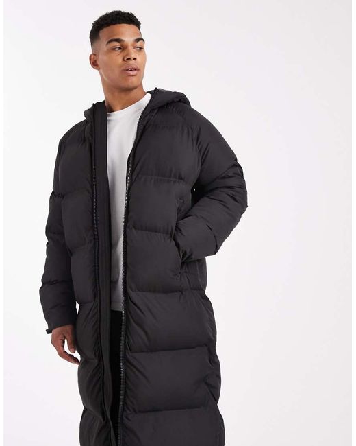 ASOS Lang Gewatteerd Jack in het Black voor heren