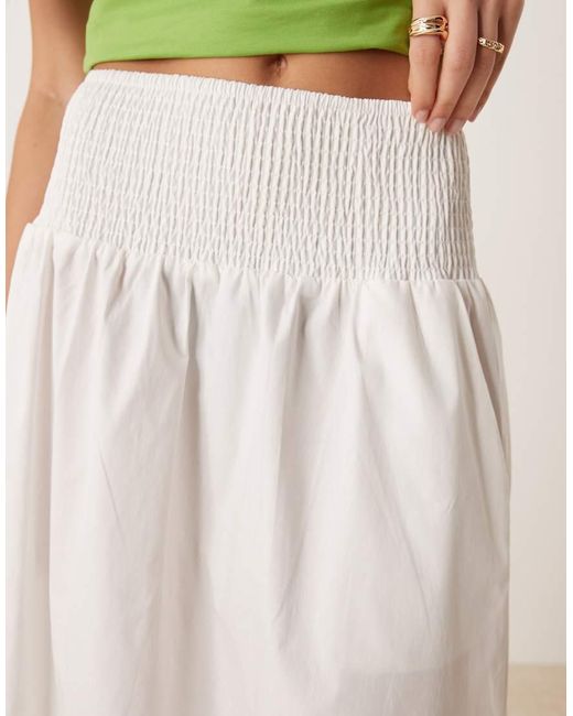 Vila Multicolor Shirred Waistband Poplin Boho Skirt