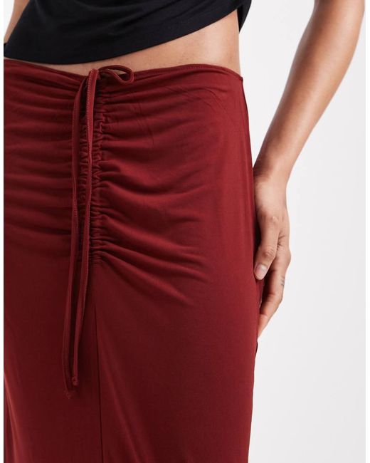 Vero Moda Red Slinky Ruched Front Maxi Skirt