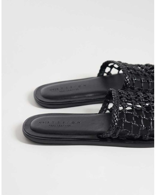 ASOS Black Fabiola Premium Weave Mule Sandals