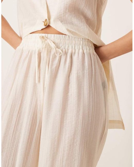 ASOS Natural Sheer Textured Wide Leg Trousers Co-ord