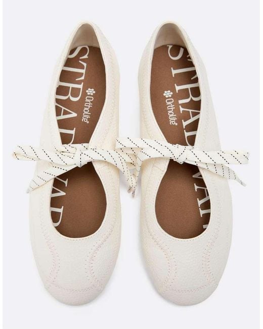 Stradivarius White Leather Effect Sports Ballet Flats