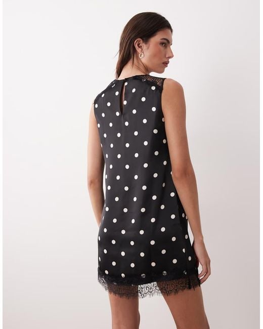 Nobody's Child Black Sasha Satin Lace Trim Sleeveless Shift Mini Dress