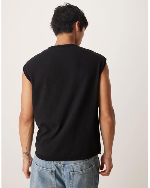 Débardeur ras ASOS pour homme en coloris Black