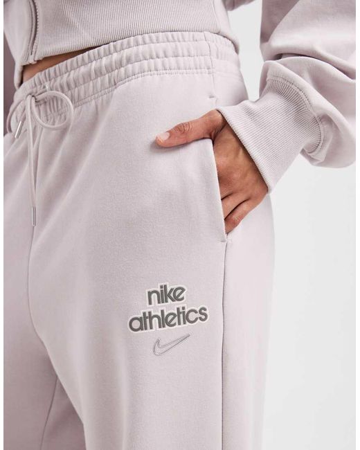 Nike Purple Phoenix Fleece High Waisted Wide Leg Joggers