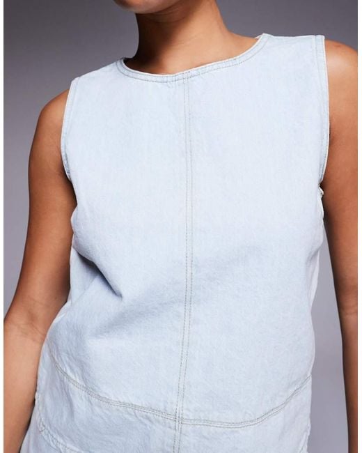 Top Elegante Azul Con Lavado Claro De Denim De River Island de color Gray