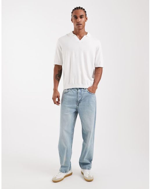 Only & Sons Ruimvallende Polo Met Split in het White voor heren