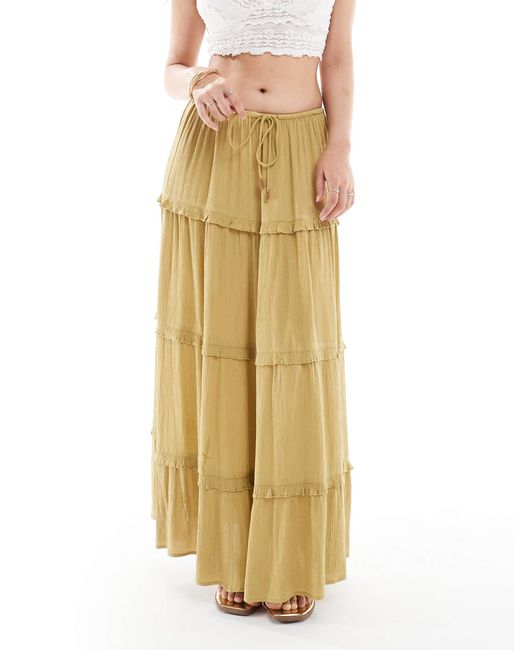 Miss Selfridge Metallic Miss Selfridge Tiered Maxi Skirt