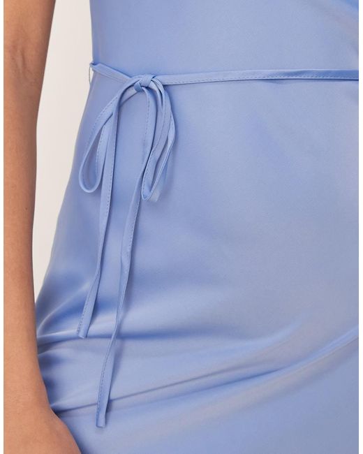 Vestido Midi Azul Claro De Tirantes De Satén De Y.A.S de color Blue