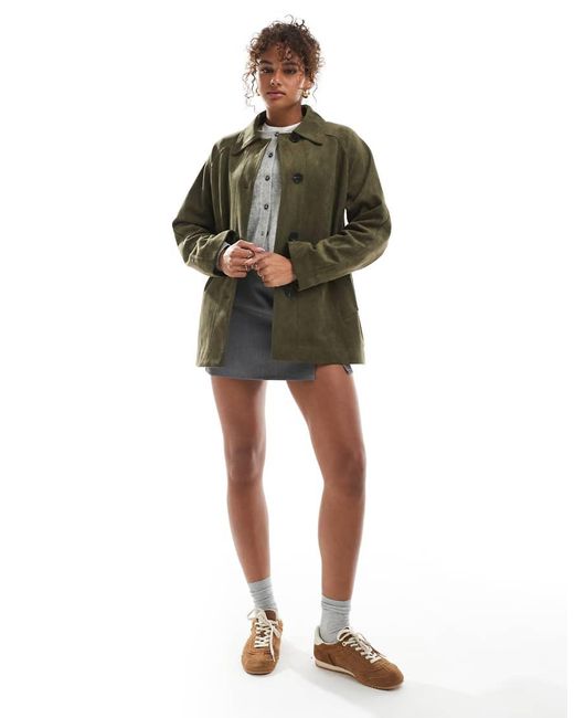 ASOS Green Faux Suede Car Coat