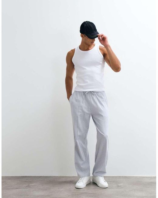 ASOS White Brushed Checked Lounge Bottom for men