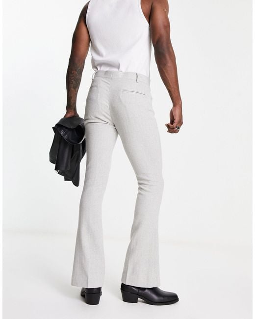 Men Flared Trousers Formal Pants Bell Bottom Pant Dance White Suit Pants   eBay