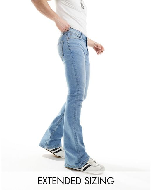 ASOS Blue Stretch Flare Jeans for men