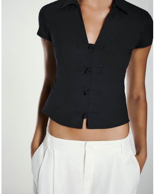 Pull&Bear Blue Fitted toggle Shirt