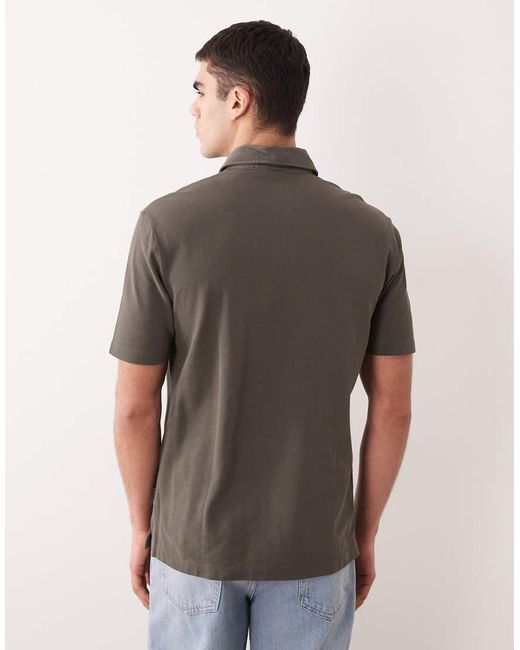 ARMANI EXCHANGE Gray Short Sleeve Logo Polo for men