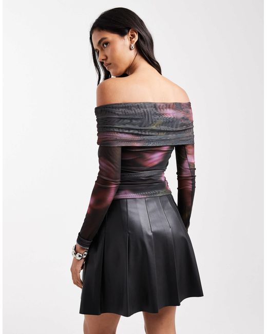 Cotton On Black Cotton on – ashley – schulterfreies netzstoff-oberteil