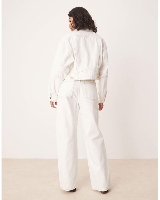 SNDY'S Natural High Waisted Straight Leg Contrast Stitch Jeans Co-Ord