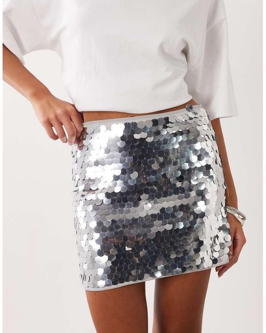 ASOS White Large Sequin Mini Skirt