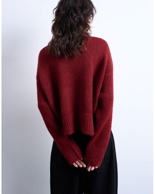 TOPSHOP Red – ultimate – flauschiger strickpullover aus wollmix
