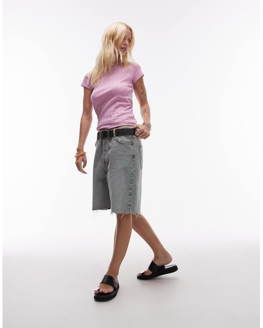 TOPSHOP Pink – pointelle-t-shirt