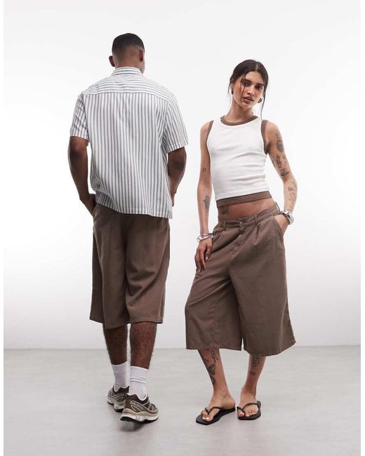 Collusion Brown Unisex Longline Jorts