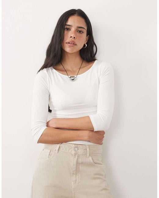 Motel White Ione 3/4 Sleeve Top