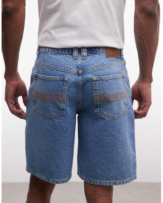 Parlez Blue Serge Denim Shorts With Tie Waist Detail for men