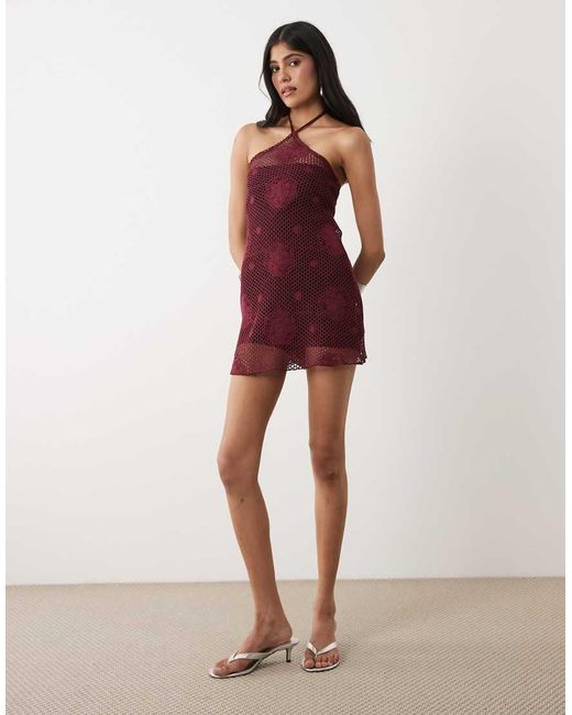 Motel Red Kaku Crochet Dress