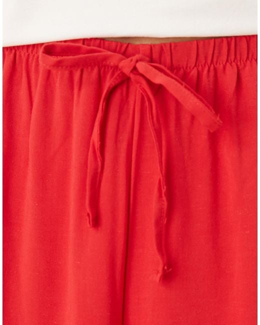 ASOS Red Linen Blend Pull On Trouser