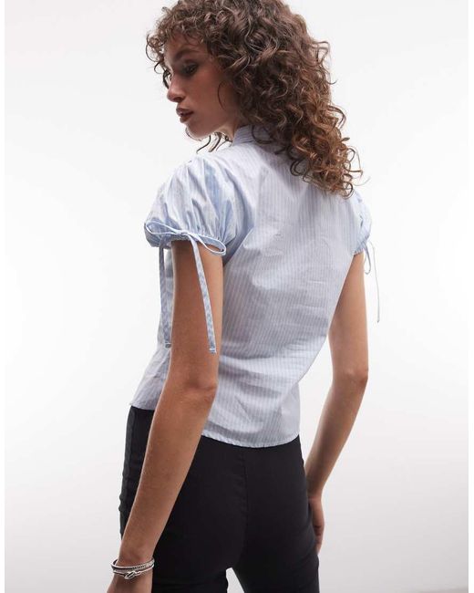Collusion White Keyhole Fitted Cap Sleeve Shirt