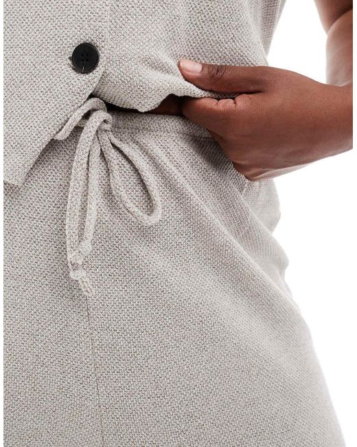 ONLY Natural Textured Wide Leg Tailored Trousers Co-ord