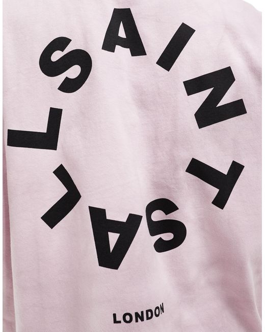 AllSaints – tierra – oversize-t-shirt mit batikmuster in Pink für Herren