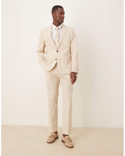 ASOS Natural Linen Look Slim Suit Jacket for men