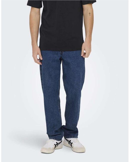 Vaqueros Azul Medio De Corte Estándar De Only & Sons de hombre de color Blue