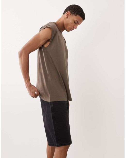 River Island Natural Washed Denim Shorts for men