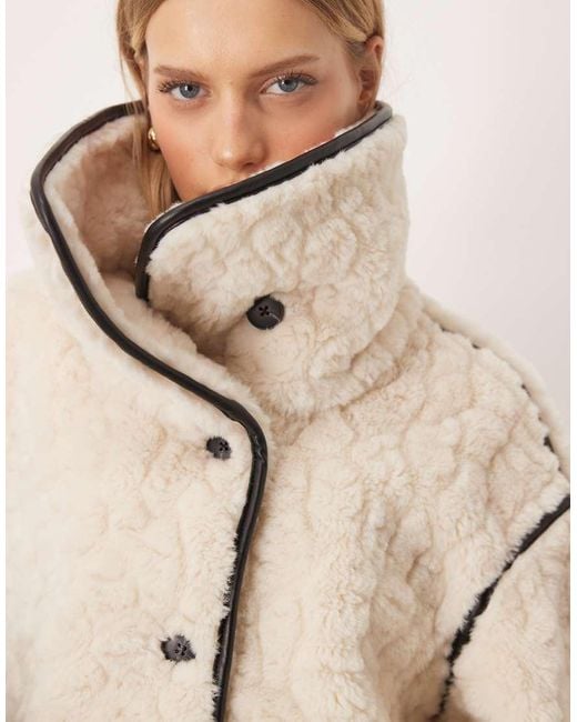 Gina Tricot Natural Faux Fur Borg Shearling Bonded Short Jacket