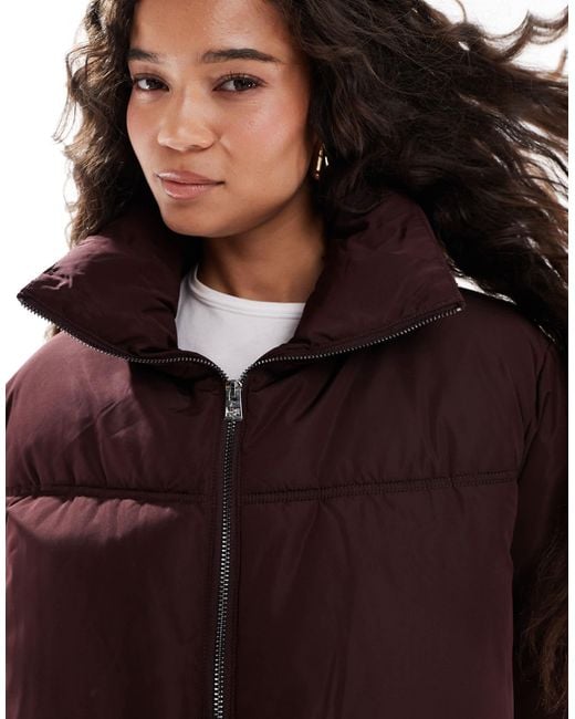 Miss Selfridge Red Mid Length Puffer Jacket