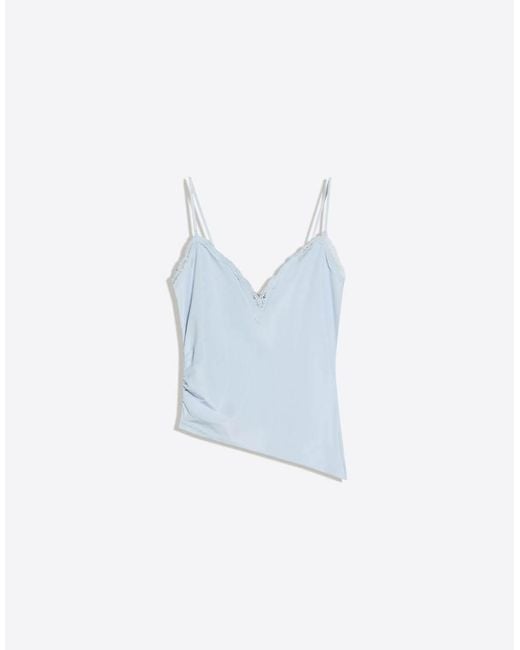 Bershka White Lace Trim Strappy Top