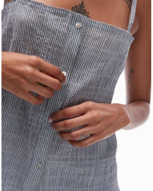 Mango Purple Seersucker Pyjama Cami Top And Short Set