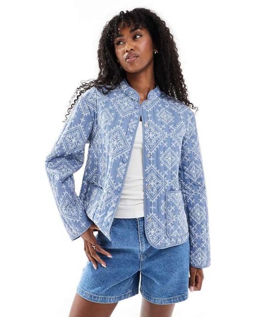 Giacca Trapuntata Con Stampa Geometrica di Vero Moda in Blue