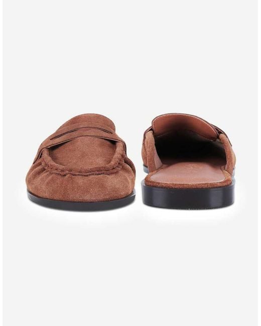 OFF THE HOOK Brown Tiggy Suede Open Back Slip-On Loafers