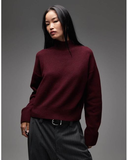 & Other Stories Brown High Neck Relaxed Knitted Sweater