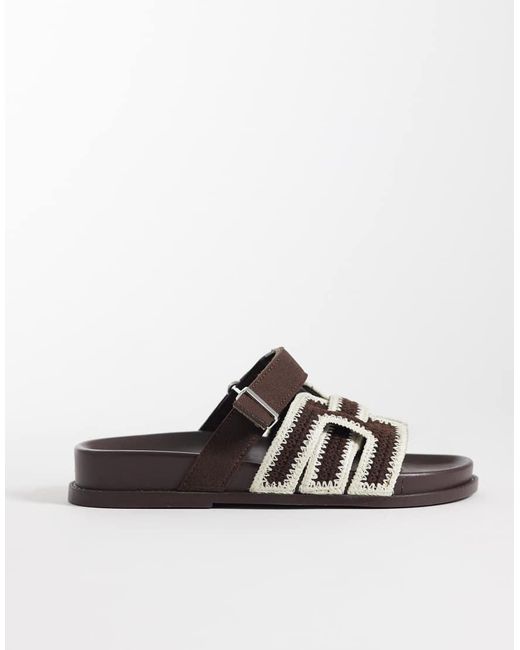 ASOS Black Fion Woven Knit Footbed Sandals