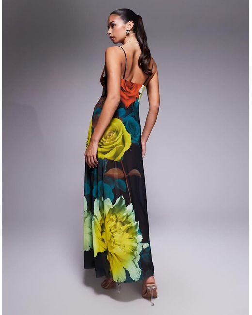AFRM Black Sheer Plunge Neck Maxi Dress