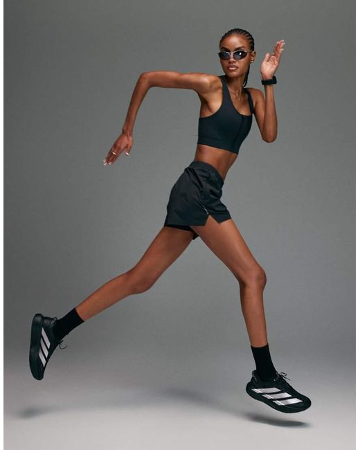 4505 Black Premium High Impact Zip Front Running Sports Bra With Adjustable Straps And Reflective Detail