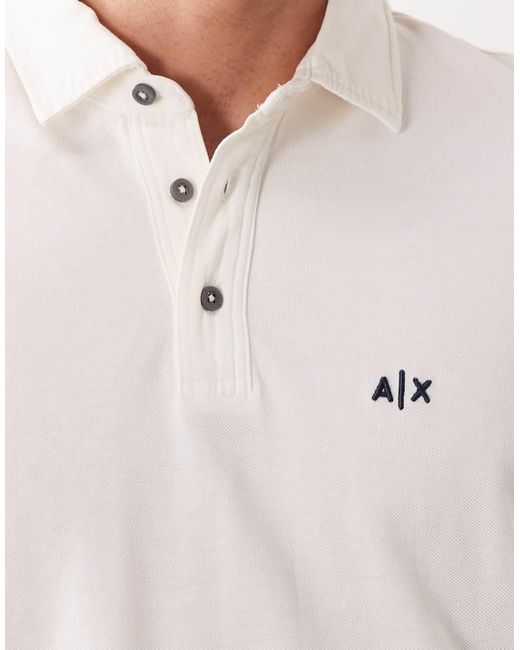 ARMANI EXCHANGE White Short Sleeve Logo Polo for men