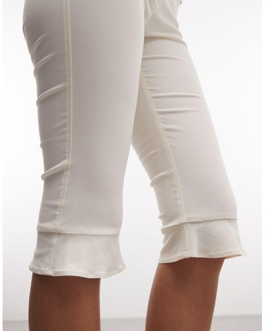 Monki White Ruffle Capri Pants