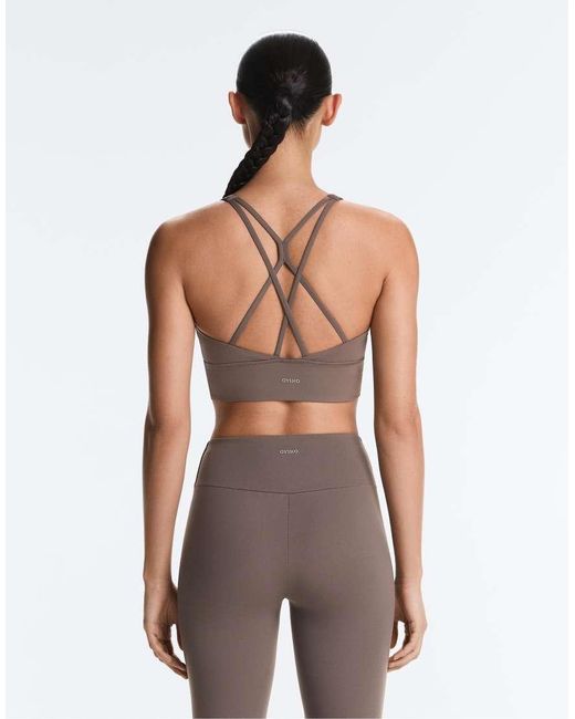 Oysho Gray Medium-Support Comfortlux Sports Bra With Cups