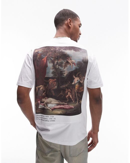 Topman White Extreme Oversized Fit T-shirt With Bacchus And Ariadne Print for men